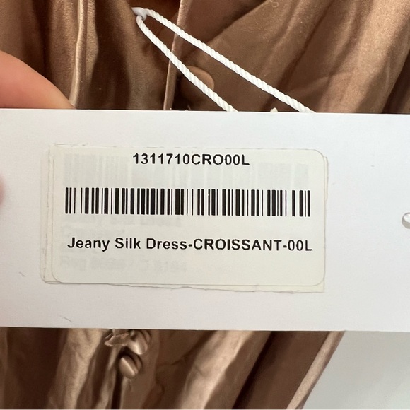 reformation Jeany Silk Dress CROISSANT size L C0 - Picture 8 of 10
